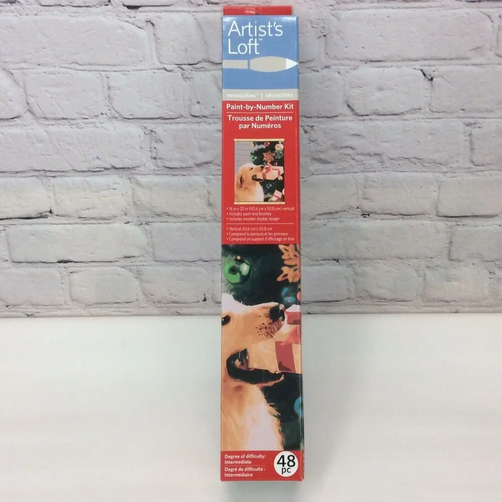 Artist's Loft Paint by Number Kit Dog w/Christmas Gift 16